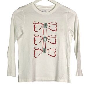 NWT Vineyard Vines Graphic Tee Long Sleeve Jeweled Bows Girls L (14) 100% Cotton